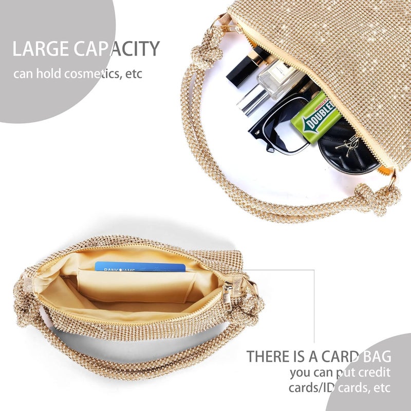 NEWROGENG Rhinestone Purse Sparkly Evening bag Silver Clutch Purses for Women Evening, Cross Body Handbags for Party Prom Club Wedding - Image 5